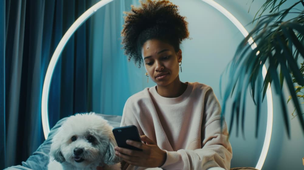 Customer reading a message on their phone